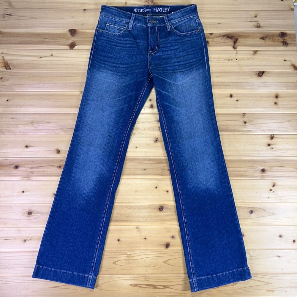 Cruel Denim Jeans Womens 29 Hayley Bootcut Mid Rise Wide Hem Denim Blue Jeans